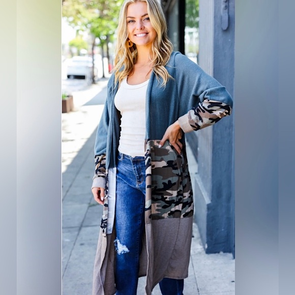 POLIANA Sweaters - NWT POLIANA PLUS CAMO DUSTER CARDIGAN 1X